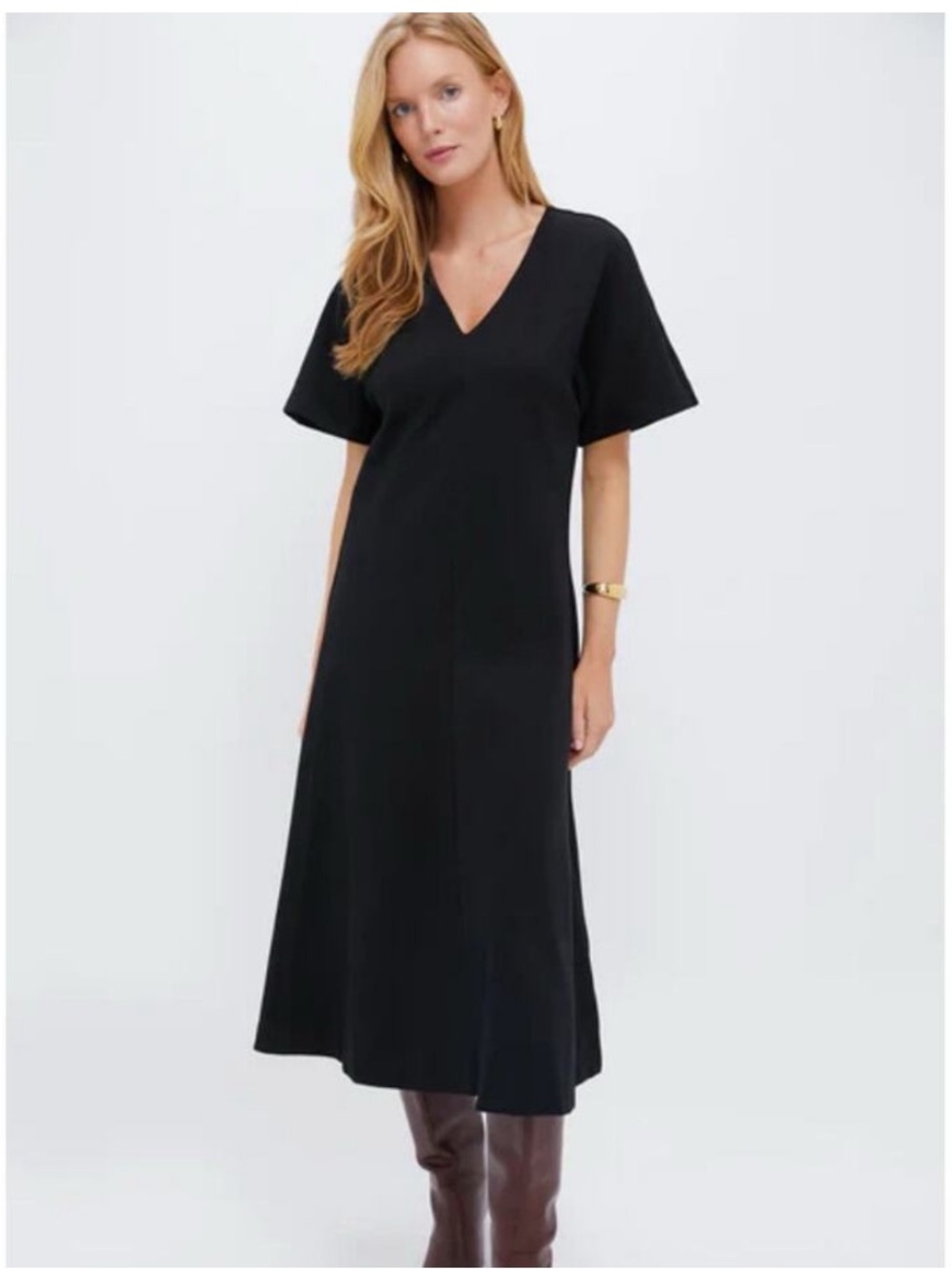 Tuckernuck Onyx Annalee Dress Black Short Sleeve Midi Dress Small